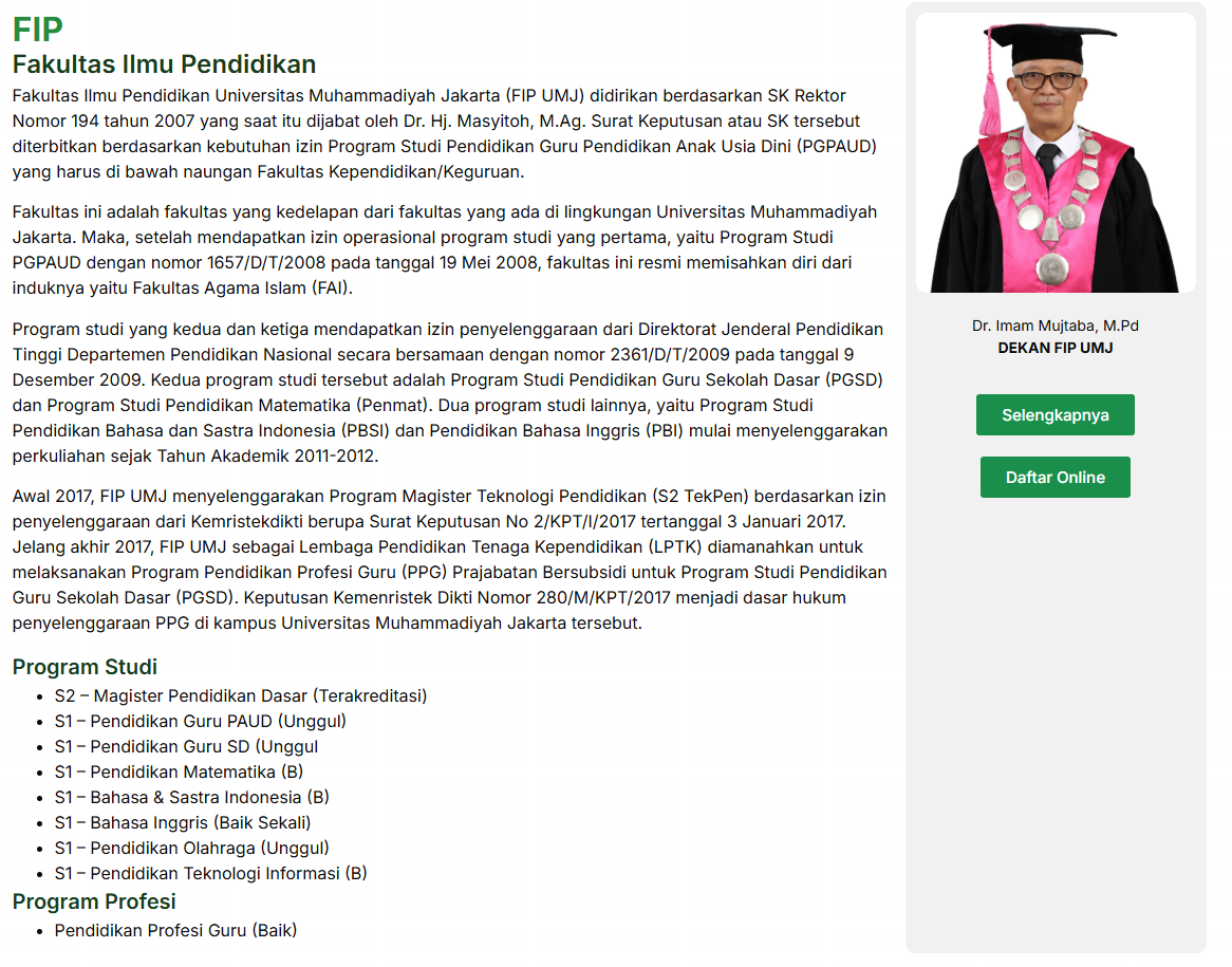Dekan FIP UMJ